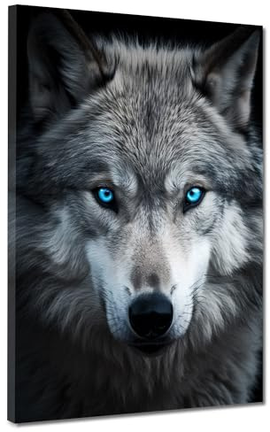 Wolf frontal Leinwandbild Wandbild Kunstdruck XL Wanddeko Größe 60x80x2cm