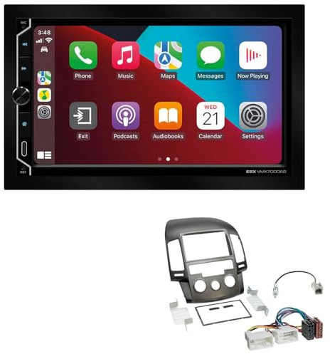 ESX VMX700DAB 2-DIN Autoradio kompatibel mit Wireless Apple CarPlay Android Auto Bluetooth DAB+ passend für Hyundai i30 2008-2012 schwarz