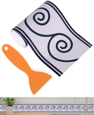FBBULES Décoratif Frise Murale Autocollante Moulure Murale Adhésif en PVC Bordure Papier Peint Adhesive pour Salon Chambre à Coucher Cuisine Sol Carrelage