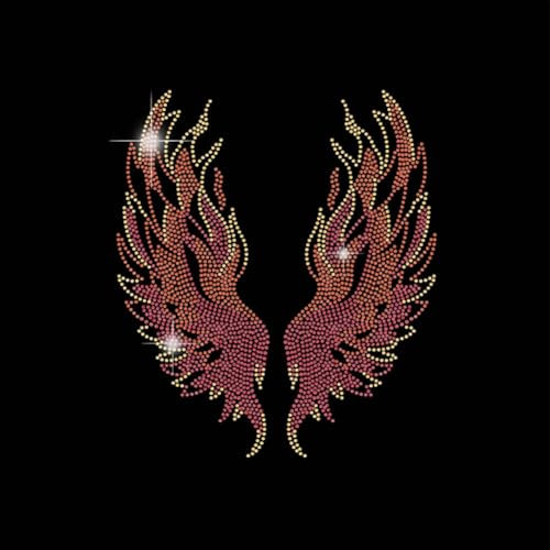 SUPERDANT Flame Wings Iron on Rhinestone Transfer Gradient Wings Bling Rhinestone T-Shirt Transfer Rhinestone Iron on Heat Transfer Hot Fix Stickers for T-Shirt Crystal DIY Decor for Gifts