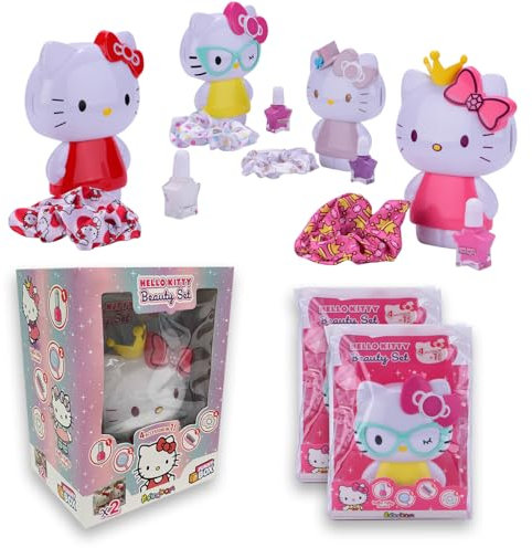 #sbabam FUNNY BOX Hello Kitty Beauty Set, Hello Kitty Gadget si Trasforma in Spazzola Bambina con Specchio, Scrunchies per Capelli, Smalto Unghie - 2 Pz, Giochi Bambina 6 Anni Femmina Limited Edition