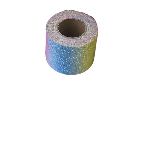 Rouleau de ruban en tulle arc-en-ciel à pois argentés de 6 cm, 25 mètres, for bricolage, pince à cheveux, nœud, coiffure, fête de mariage, décoration de douche, fournitures en tissu(Pink yellow blue)