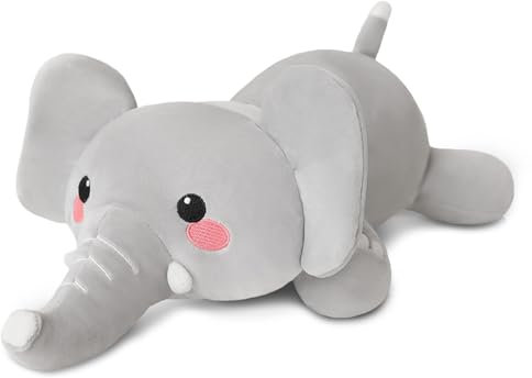Xfrog Weighted Elephant Plush, Weighted Plush Squishy Stuffed Animals for Baby Elephant Pillow Stuffed Toy for Girls Boys Grey 35CM