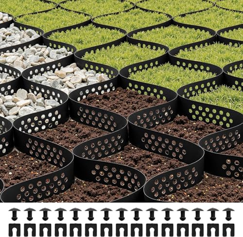VEVOR Stabilisateur de Gravier, 5x1,98 m, Grille de Stabilisation de Sol Géocellulaire, Profondeur 5 cm, Retenue de Gazon au Sol Stable, pour Allée, Patio, Jardin, Terrasse, Surfaces Planes, Pentes