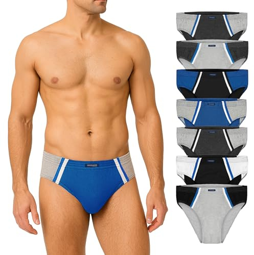 BRUBAKER 7er Pack Herren Sportslips - Farbige Slips aus Baumwolle | Retro Unterhosen ohne Eingriff - Unterwäsche für den Alltag und Sport