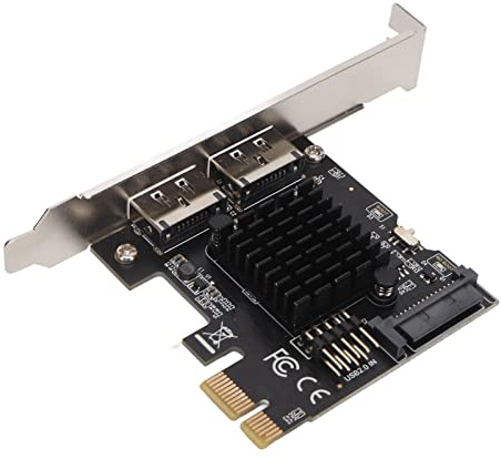 Saluaqui PCIe to Power ESATA Expansion Card 6.0gbit / S | Hot Swap Support | Dual Port PCI Express -Karte für Desktop | Kompatibel mit &