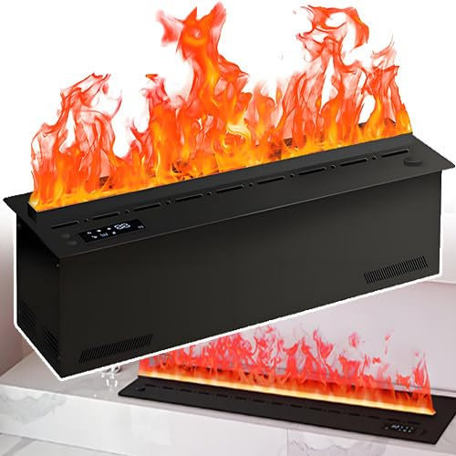 ddingsmafosee Chimenea De Vapor De Agua Doméstica, Chimenea con Llama Atomizada 3D Integrada, Llama Atomizada Multicolor, Chimenea Eléctrica con Control Táctil Y Remoto.,50cm/20in