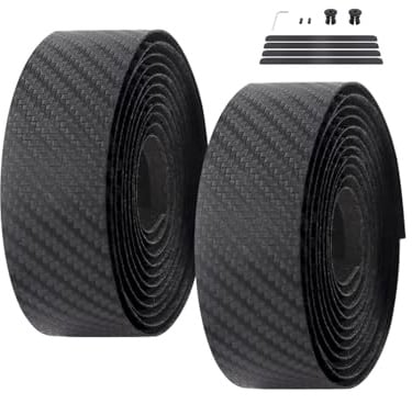 TIJYSH Fahrrad Lenkerband，Bicycle Handlebar Tape, Breathable Handlebar Tape, Bike Handlebar Tape (2er-Set) (Schwarz-3K Kohlenstoff)