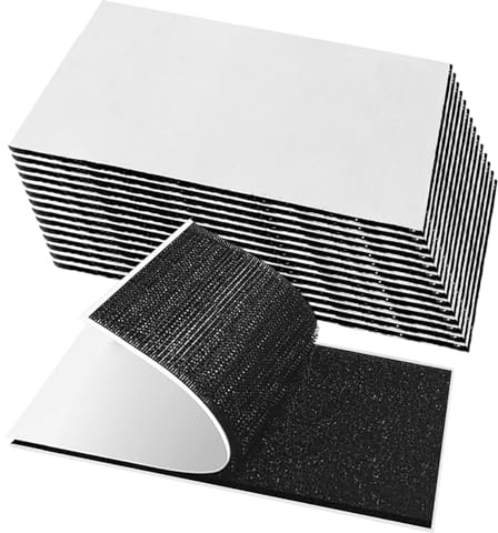 Klettverschluss Selbstklebend (15 Stück), 50 * 100mm Klettband Selbstklebend Extra Stark Schwarz, Für Wände,Tür,Kunststoffe,Boden,Gläser,Metalle, Schwarzes Quadrat