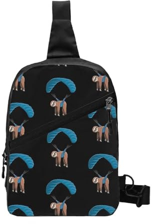 Paragliding Flying Sloth Skydiving Paraglider Chest Bag Men Sling Crossbody Backpack Chest Bag Travel Daypack Shoulder Bag