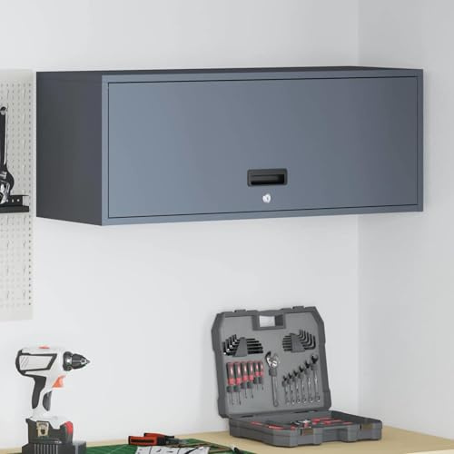 Gecheer Wall Cabinet for Garage with Gas-lift Door Anthracite Wall cabinets, garage storage Model883274