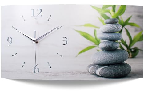 Kreative Feder „Relax“ Designer-Wanduhr mit leisem Uhrwerk – Handarbeit Made in Germany (WA103, 50x25cm leises Quarzuhrwerk)