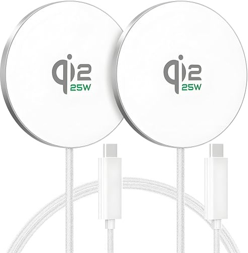 2 Pack 25W Qi2.2 Wireless Charger Pad, MagSafe-Compatible Fast Charger | Compatible with iPhone 17/16/15/14/13/12, AirPods 4/3/2/Pro 2/3, Galaxy S26/S25(require additional magnetic ring/case)