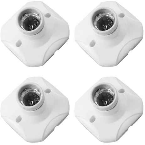 Douille Plafond Ampoule E27, 4 Pièces Support Douille à Visser E27 vers E14 | Convertisseur Douille Garage pour Ampoule LED, Base Plafonnier Culot, Base de Lampe Plastique Blanche, AC 220-240V
