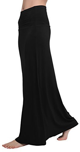 Damen Rock Lange Elastischer Strertchy Zigeuner Maxi Rock (XL, schwarz)