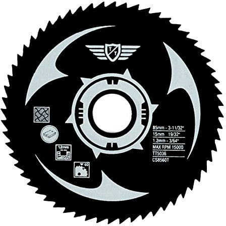 1 x Topstools CS8560T 85mm 60T 15mm Bore HSS Saw Blades Compatible with Worx, Bosch, Makita, Ryobi, Rockwell and many others