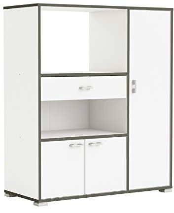 Mueble Auxiliar Cocina con Almacenaje Blanco y Gris 90x107x40 cm