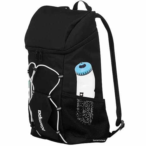 Kempa Rucksack mit Ballnetz für Handball, Fußball, Volleyball, Basketball schwarz + Trinkflasche