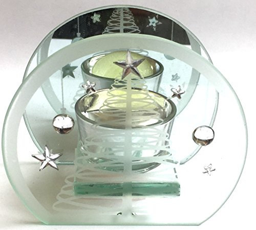 RB-GEKI Glaswindlicht, Teelichthalter, Windlicht, Kerzenhalter Tannenbaum