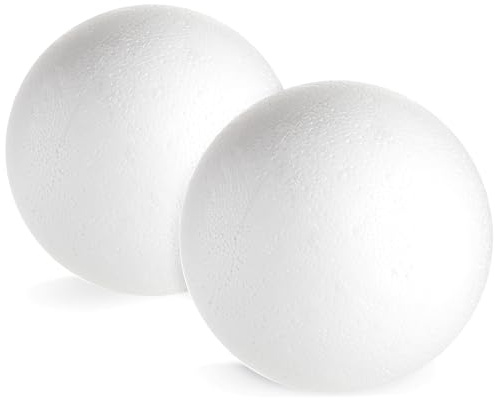 2 Pack Large Foam Balls for Crafts, 19 cm Diameter Solid Polystyrene Spheres for DIY Projects, Flower Centerpieces (White)
