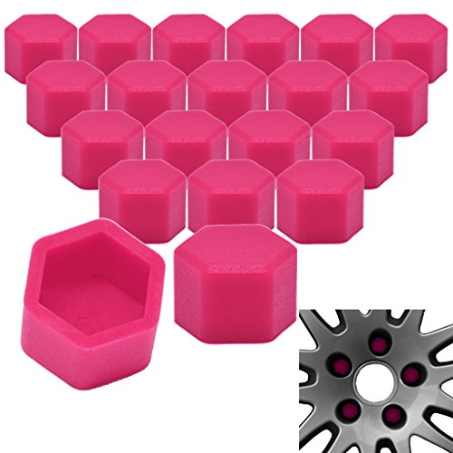 RYHX 20x Radschrauben Silikon Kappen Set Abdeckung SW19 19MM Pink