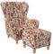 Supellex Ohrensessel »Sofia«, Design Pfingstrose, rot, beige (Design-Nr.: 5100), wahlweise mit Hocker