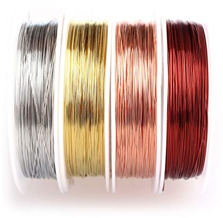 Creacraft Kupferdraht 0.4 mm, 4 Farben je Rolle 20m - Schmuckdraht, Basteldraht