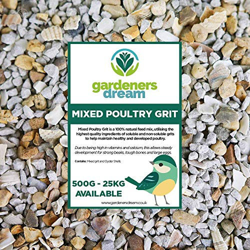 GardenersDream Mixed Poultry Grit | Premium Natural Food Mix | Added Oyster Shell | Rich in Vitamins and Calcium | Strong Beaks, Tough Bones & Large Eggs | Healthy & Developed Animal Feed (2.5kg)