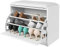 BAKAJI Banco Zapatero para Zapatos de Madera con Puerta abatible, Triple Profundidad y Asiento de Cuero ecológico, baúl de 60 x 30 x 48 cm (Blanco)
