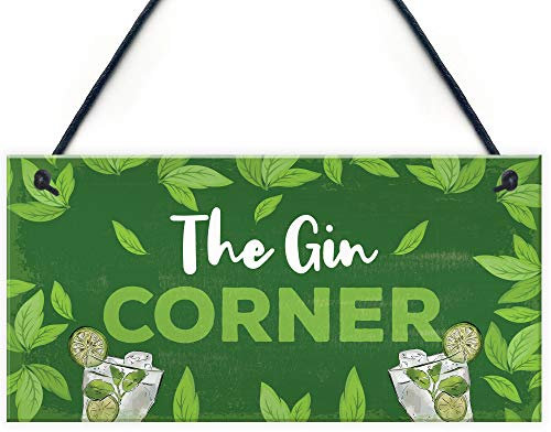 RED OCEAN Funny Gin Gift Gin Corner Sign Home Bar Sign For Garden Summer House Alcohol Gifts