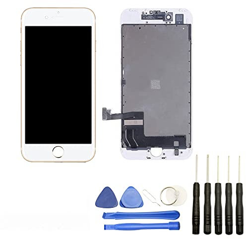 Visiodirect® Ecran Complet: Vitre + LCD sur châssis Compatible avec iPhone 7+ Blanc + Kit Outils