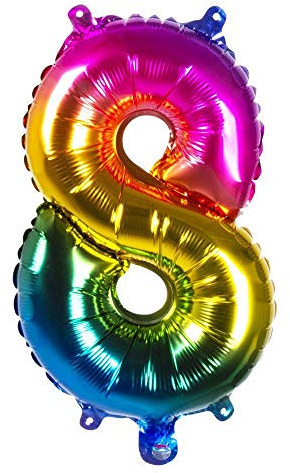 Boland - Folienballon Zahl, Größe 36 cm, Regenbogenfarben, Zahlenballon, Nummer, Ballon, Helium, Geburtstag, Jubiläum, Jubiläumsjahr, Lebensjahr, Überraschungsparty, Dekoration