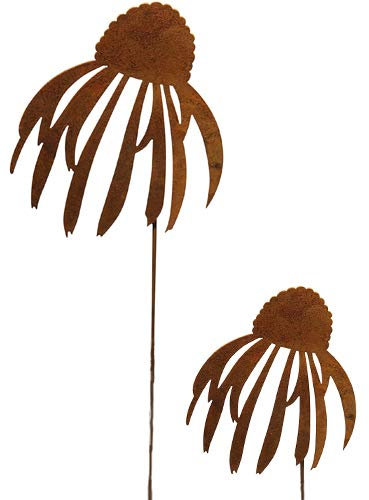 Bornhöft Gartenstecker Sonnenhut Echinacea Beetstecker Topfstecker Metall Rost Gartendeko Edelrost Sonnenhut 2er Set rostige Dekoration
