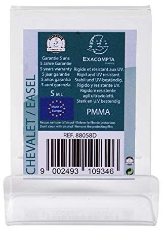 Exacompta - Réf. 88058D - 1 Chevalet support d'objet taille S - Dimensions Prof. 83 x Haut. 53 x larg. 30 mm - PMMA (acrylique) art de la table, support menu, livre, informatique - Couleur Cristal