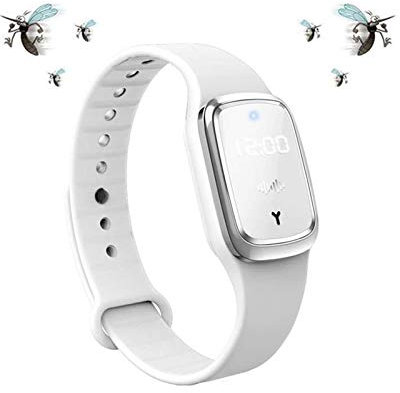 MENGZF Ultrasonic Mosquito Repellent Bracelets, Electronic Anti-Mosquito Wristband Watch with USB Charging/Waterproof/Reusable/Portable, for Children and Adults (Upgraded Version) (White)