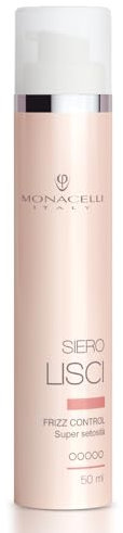 Monacelli Siero Lisci 50ml, Frizz Control, siero lisciante per capelli, disciplina capelli grossi e crespi, dona setosità, protezione dall'umidità e controllo del volume, effetto anticrespo