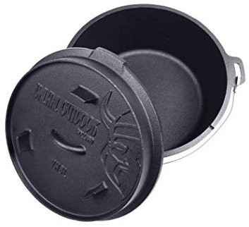 Valhal Outdoor - Dutch Oven - Gusseisen Topf 8L - Schwarz - Mit Thermometeraussparung