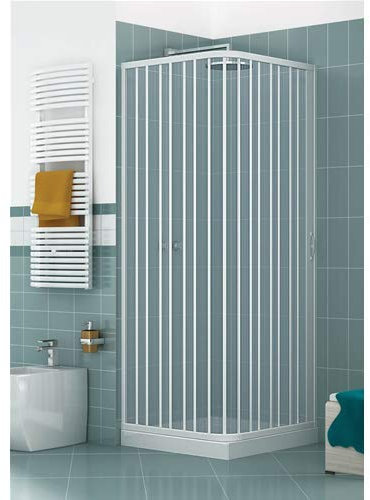 HDcasa Duschkabine 90 x 90 x 185 cm, Modell Paola, aus PVC, mit seitlicher Öffnung, halbtransparent, mit Faltenbalg