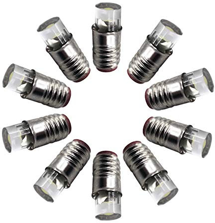 Ruiandsion 10 bombillas LED E5 con base de rosca E5 E5.5, bombilla LED de 12 V, actualización para luces de tren modelo, color blanco