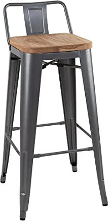 Bolero Bistro Hochbarstuhl mit Holzsitz grau (4 Stück)