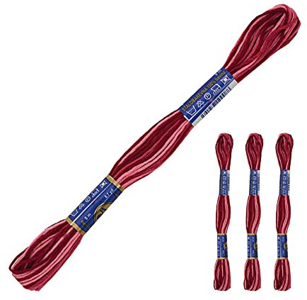 3 Docken Stickgarn je ca. 8m Sticktwist mit Farbverlauf 100% Baumwolle Stickerei Farbwahl, Farbe :35382 Rotweinfarben