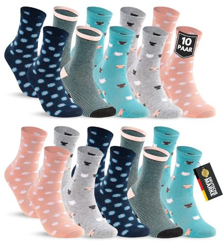 10 Paar Kinder Socken Jungen & Mädchen Baumwolle Kindersocken 54377 (23-26)