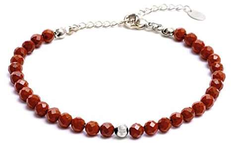 BERGERLIN Jaspis Armband rot - facettiertes, rotes Armband - Silber - XS-S