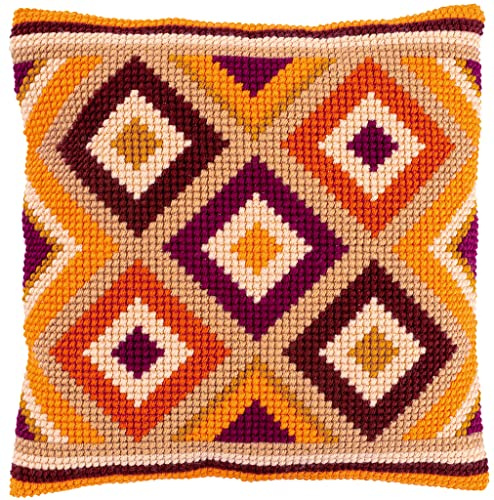 VERVACO Cross Stitch Kit Cushion Complete Set KELIM Patterns Manual Decoration Embroidery Kit Adult Creative Art Gift DIY Cross Stitch Embroidery ca. 40 x 40 cm