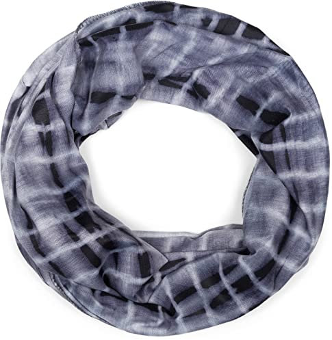 styleBREAKER Unisex Loop Schal mit Batik Streifen Muster Print, Leichter Schlauchschal Farbverlauf, Tuch 01016213, Farbe:Schwarz-Grau