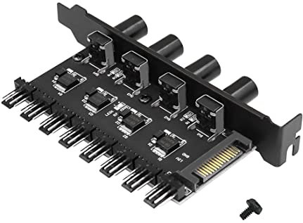PC 8 Channels Fan Hub YACSEJAO 4 Knob 12V 4 Pin Cooling Fan Speed Controller for CPU Case HDD VGA PWM Fan PCI Bracket(4Knob SATA)