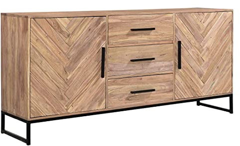 HOMELIV. Module Sideboard in Akazie Natur/Schwarz, 180x39x80 cm, mit viel Stauraum, das Highlight in Ihrem Wohnbereich