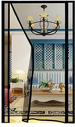 Yanman Magnetic Fly Screen Door Curtain,Custom Sizes Magnetic Screen Door for French Doors/Sliding Glass Doors/Patio Doors,Fly Screen Anti Mosquito Mesh Curtain with Powerful Magnet, Black