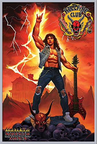 empireposter Stranger Things - Hellfire Club Rock God - Poster Plakat Druck - Größe 61x91,5 cm + Wechselrahmen, Shinsuke® Maxi Kunststoff Silber, Acryl-Scheibe