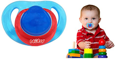 Klassischer kiefergerechter Schnuller mit Ring, Ultra Air Schnuller BPA-frei, atmungsaktiver Schnuller für Neugeborene 0-6 Monate (Blue Ortho Schnuller)